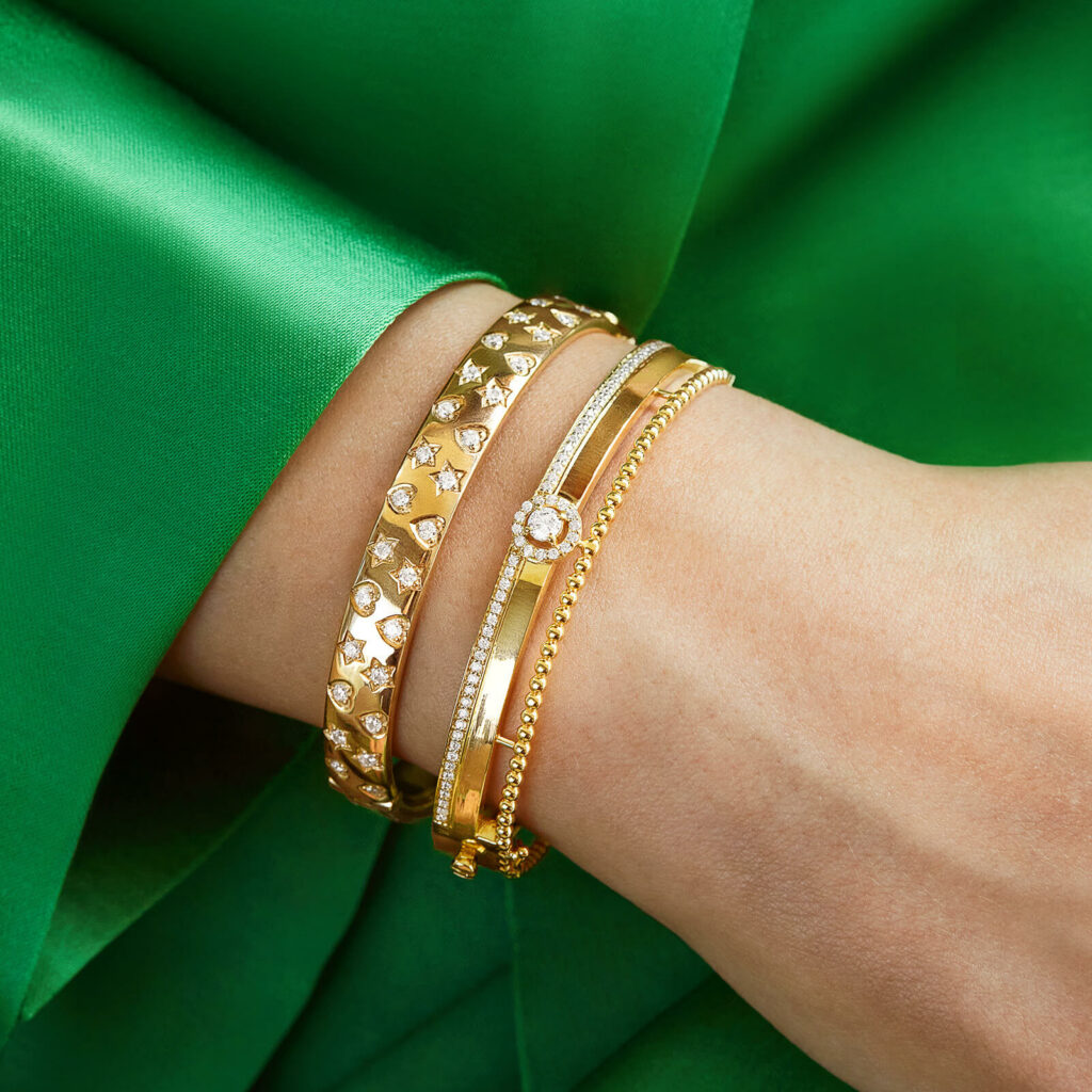 Bangle Elixir Solitaire 18K Gold And Diamonds Aquae Jewels