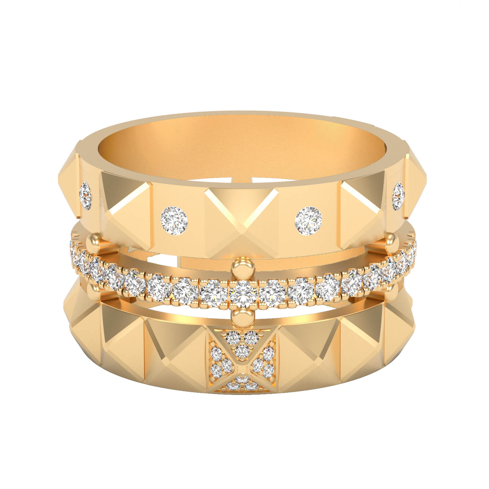 Ring Rich Bold Pride K Gold And Diamonds Aquae Jewels