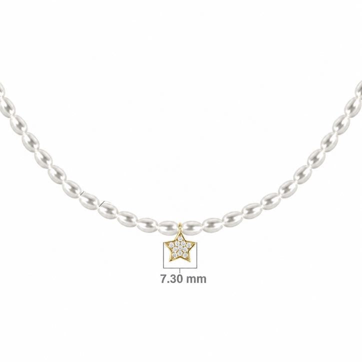 Diamond Star Pearl Choker – Little Star necklace, solid 18K gold, view 3 of 8
