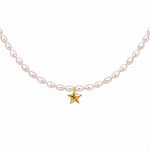 Little Star Pearls Choker necklace, solid 18K gold, by Aquae Jewels