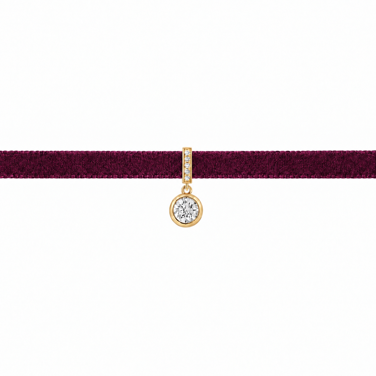 Velvet Solitaire Diamond Choker necklace, solid 18K gold, view 4 of 9