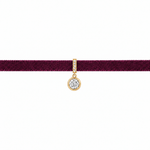 Velvet Solitaire Diamond Choker necklace, solid 18K gold, view 4 of 9