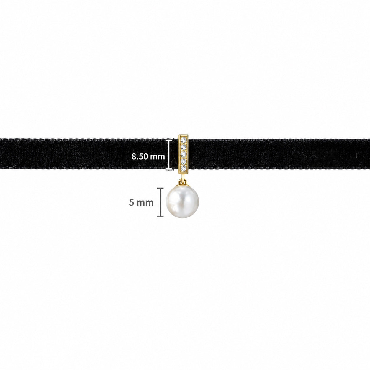 Velvet Pearl Choker necklace, solid 18K gold, view 3 of 7