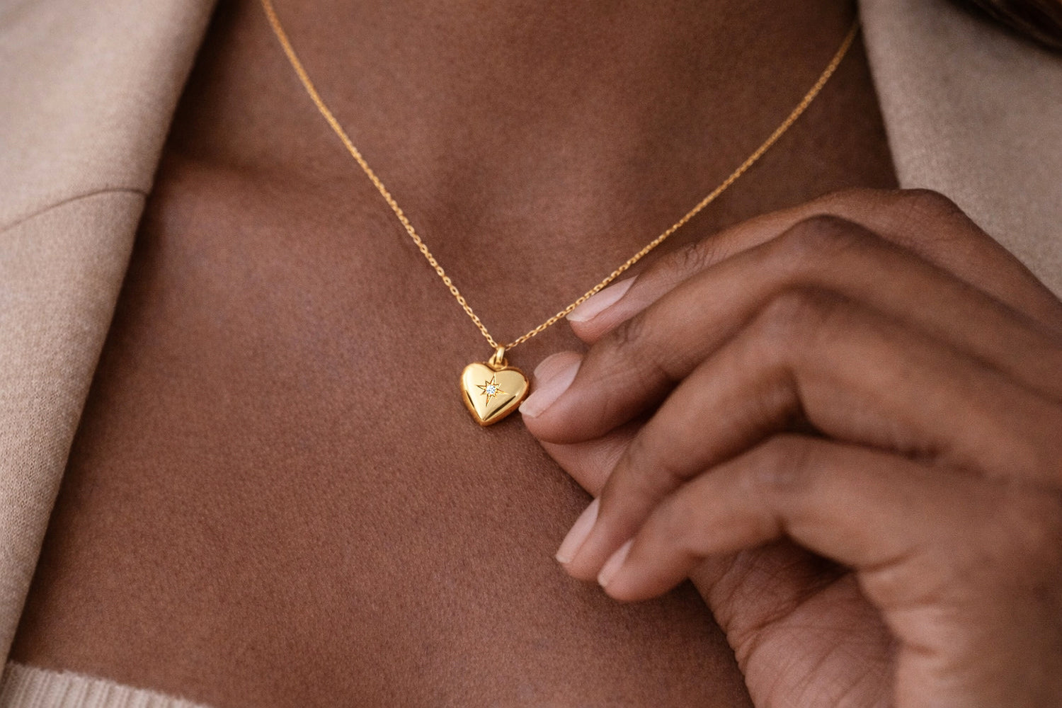 Locket Heart Diamond Star Necklace