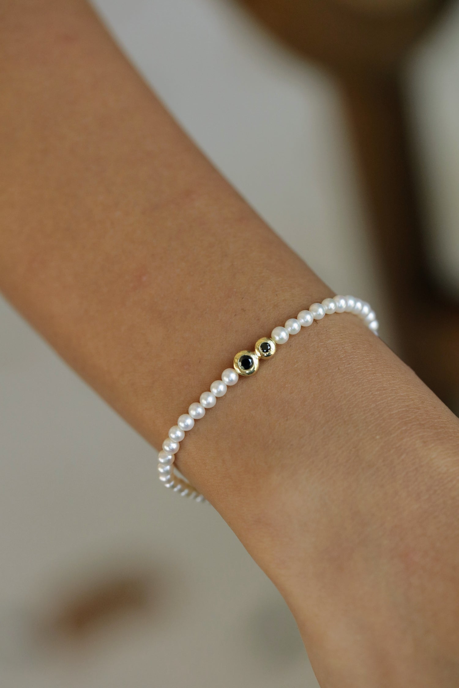 Duo Black Diamond Pearls Bracelet