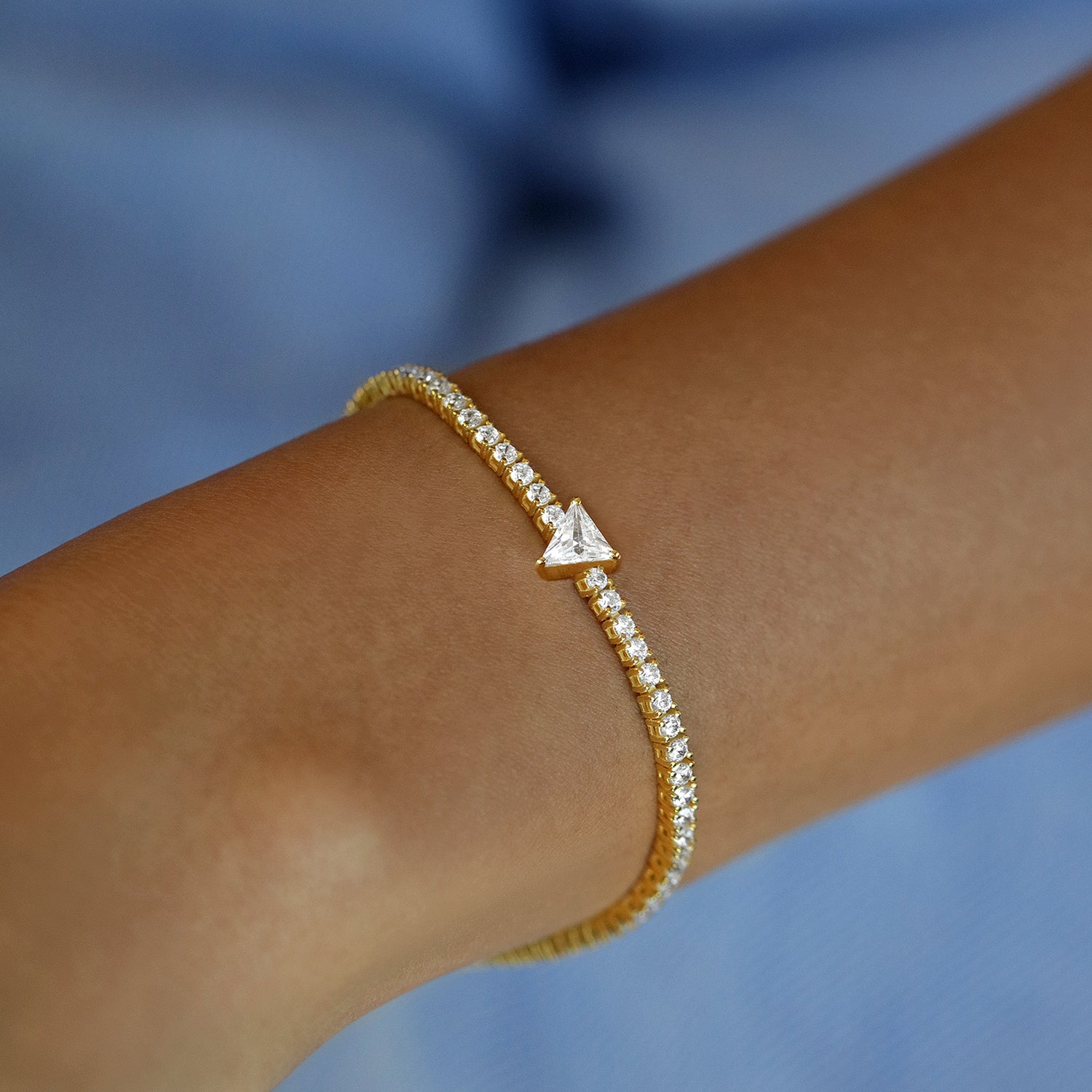 Triangle-Cut Diamond Tennis Bracelet