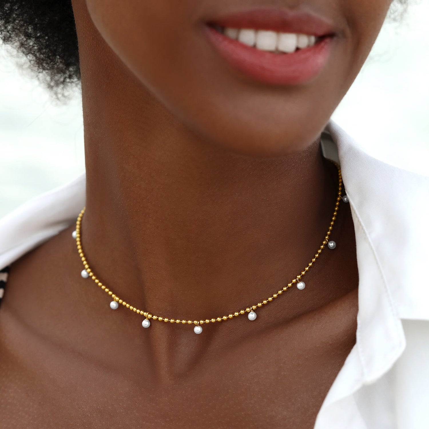 Constellation Hanging Pearls Choker