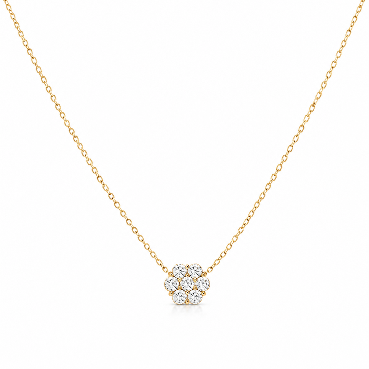 Flower Cluster Diamonds Necklace