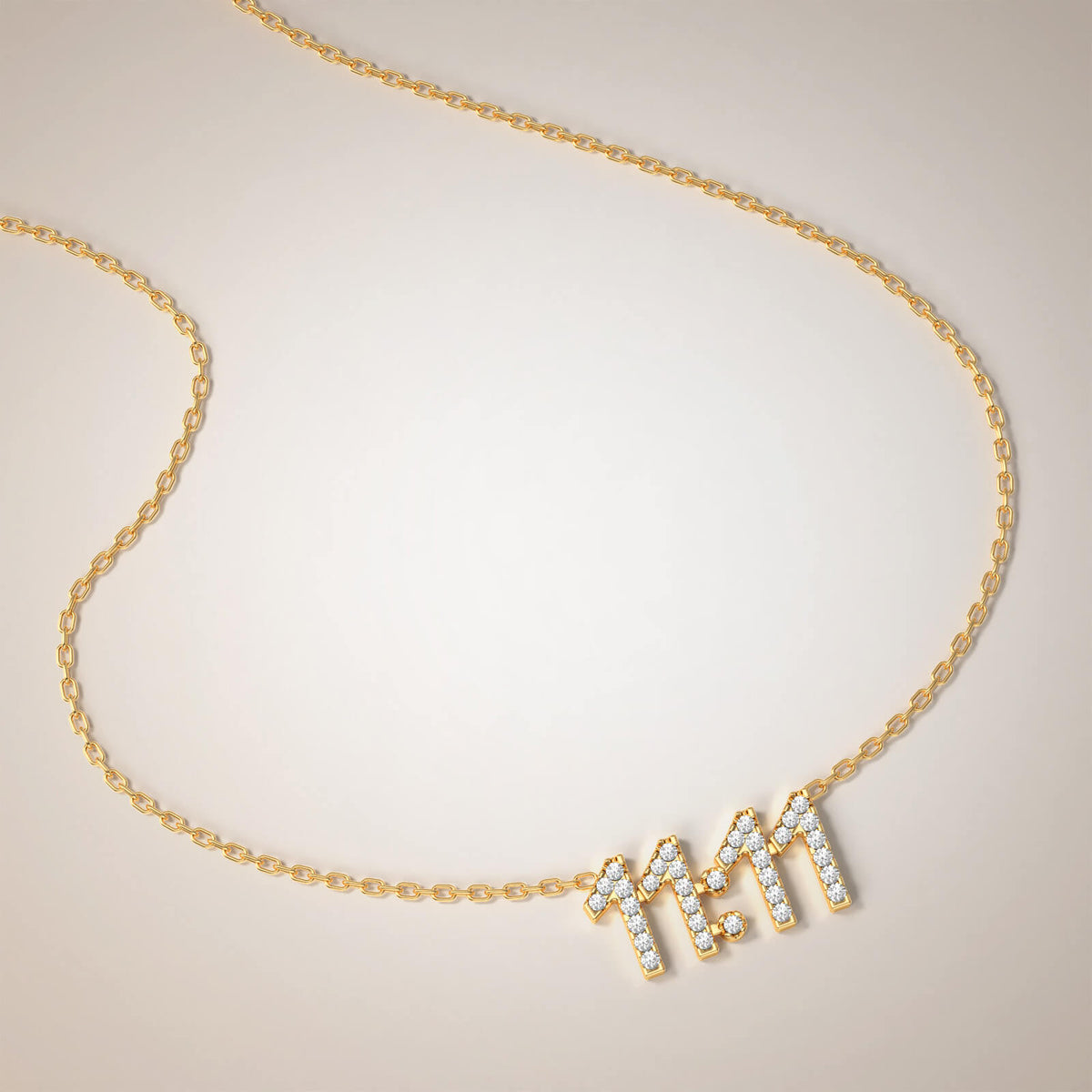 Pavé diamond date necklace in 18K gold – 11:11