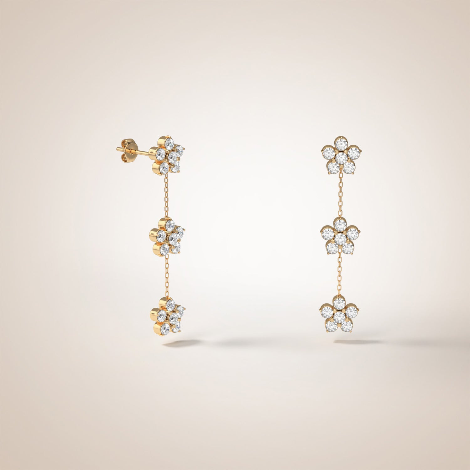 Fairy Flower Trilogy Stud Earrings