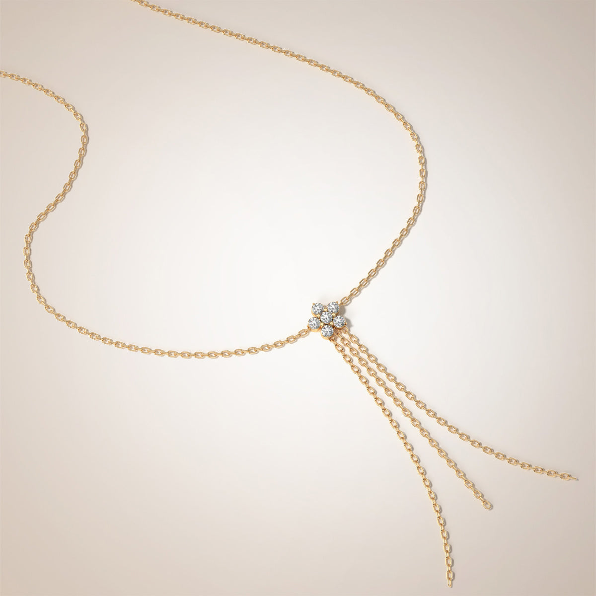 Five-petal diamond flower necklace in 18K gold – Fairy Flower Falls