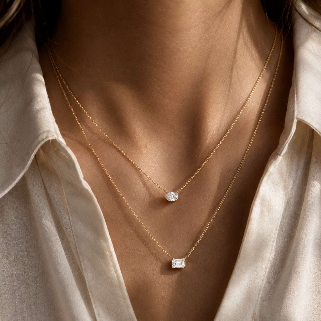 Collier pendentif solitaire taille ovale