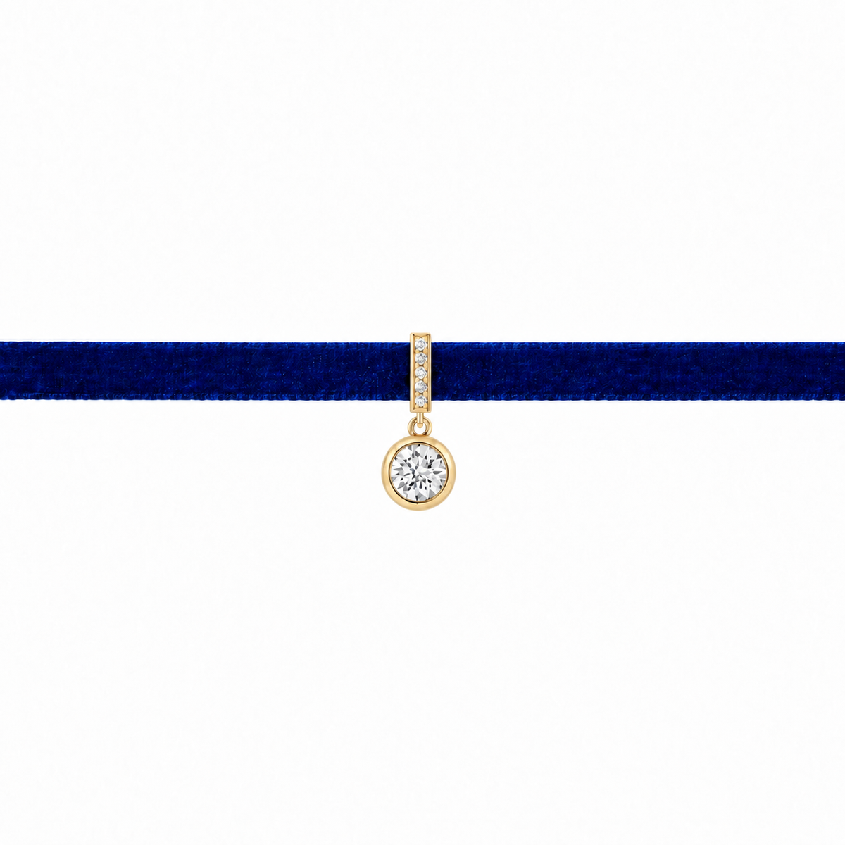 Velvet Solitaire Diamond Choker necklace, solid 18K gold, view 5 of 9