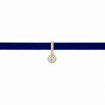 Velvet Solitaire Diamond Choker necklace, solid 18K gold, view 5 of 9