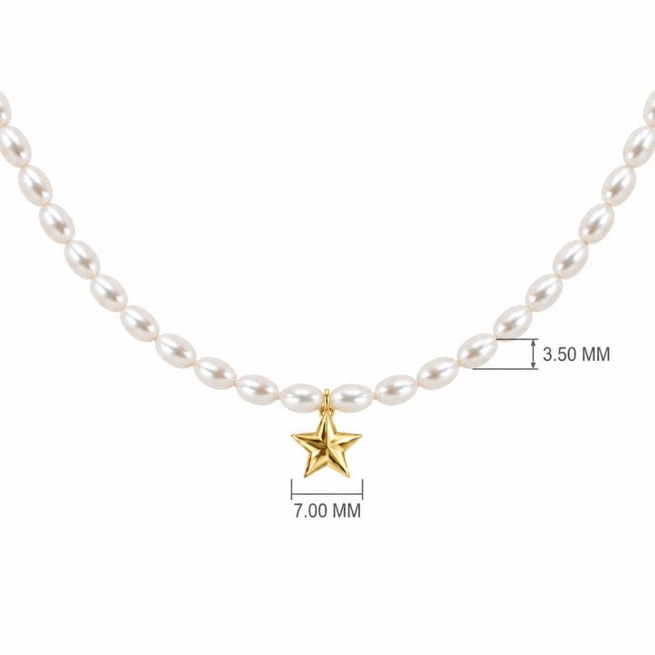Little Star Pearls Choker necklace, solid 18K gold, view 3 of 9