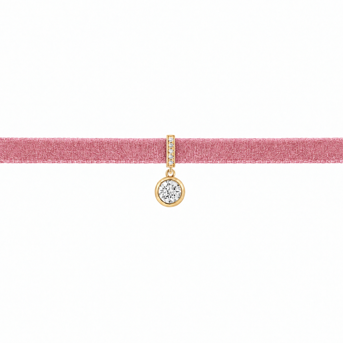 Velvet Solitaire Diamond Choker necklace, solid 18K gold, view 6 of 9