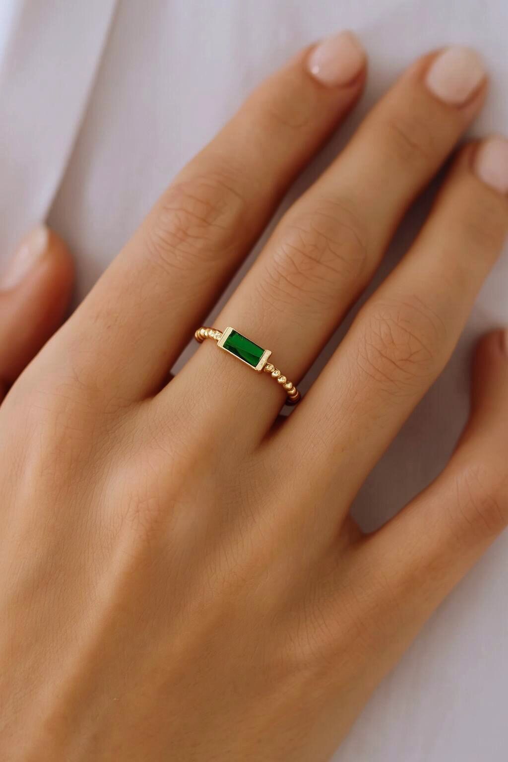 Azure Precious Stone Beads Ring