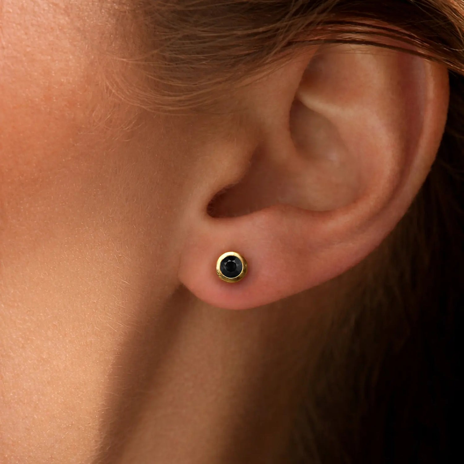 Black Diamond Solitaire Stud Earrings
