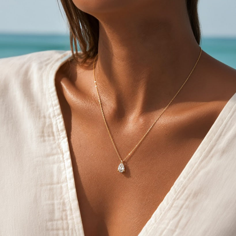 Pear Solitaire Necklace