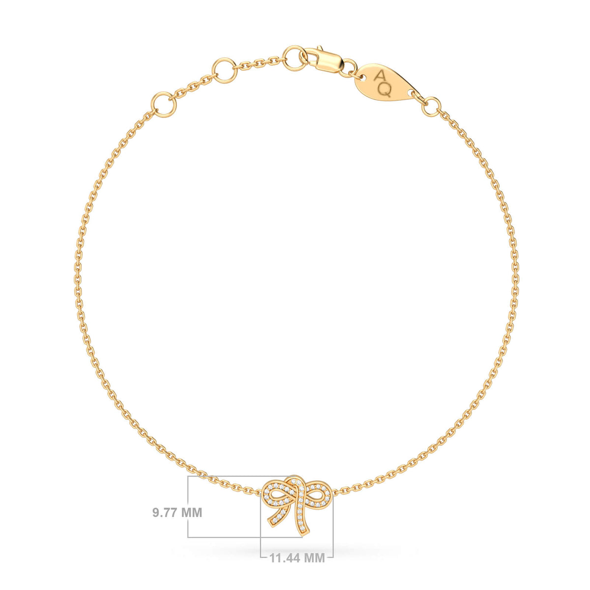 Diamond Bow Bracelet, solid 18K gold, view 2 of 5
