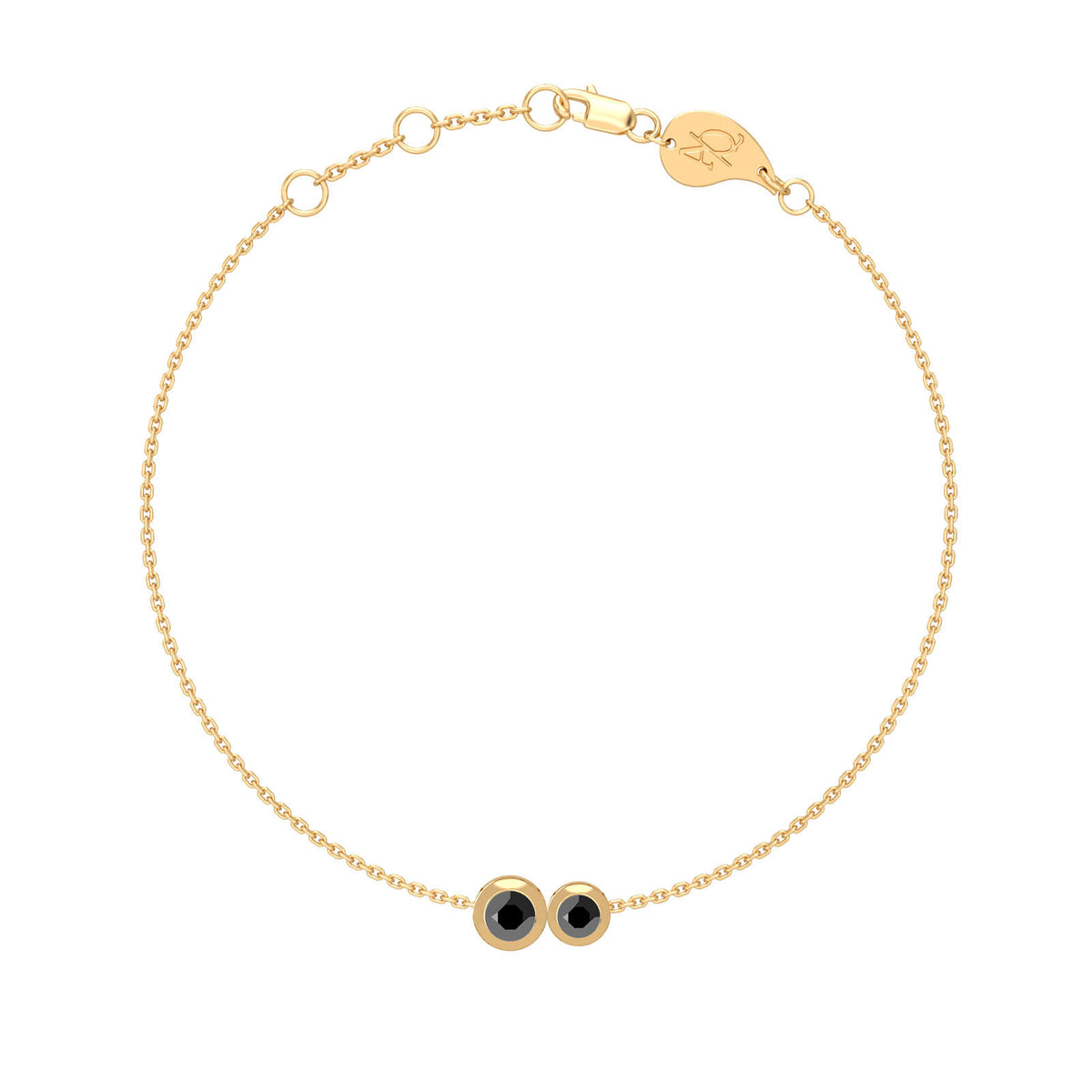 Pure Black Diamond Duo Bracelet, solid 18K gold, by Aquae Jewels