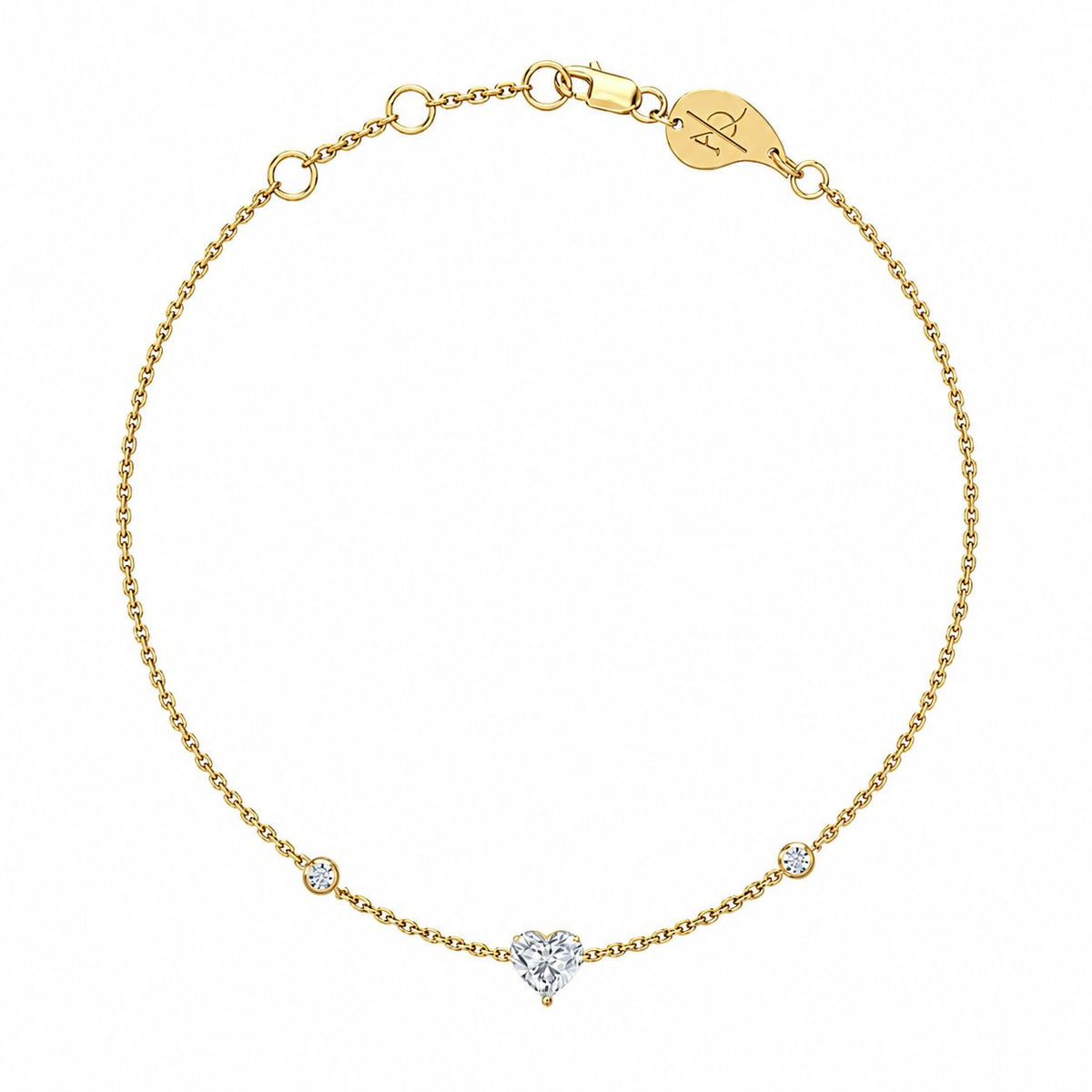 Premium Heart Bracelet, solid 18K gold, by Aquae Jewels