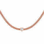 Cuban Heart Choker in 18K gold, heart-cut diamond set into the Cuban link chain, view 4 of 6