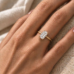 Emerald Solitaire Ring, lab-grown diamond in solid 18K gold, view 2 of 5