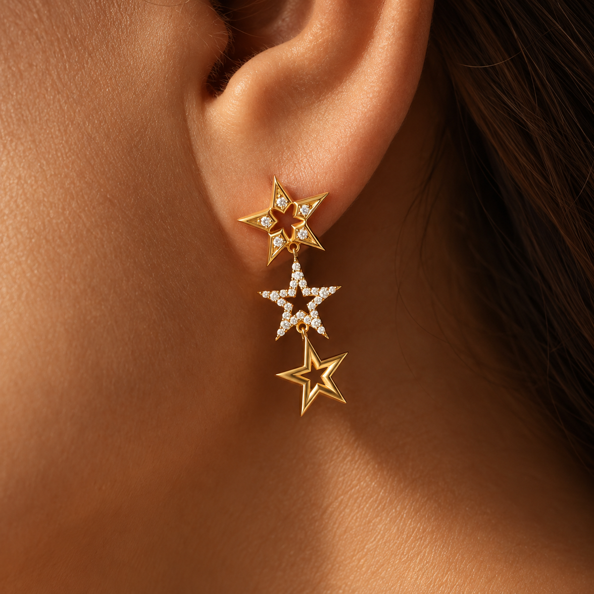 Astoria Mini Earrings, solid 18K gold, by Aquae Jewels