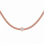 Round Bezel Cuban Choker necklace, solid 18K gold, view 2 of 5