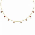 Precious Stone Pendant Choker in solid 18K gold with a bezel-set coloured stone