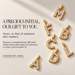 Diamond initial charm in 18K gold – Aquae Jewels atelier gift