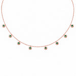 Precious Stone Pendant Choker in solid 18K gold with a bezel-set coloured stone