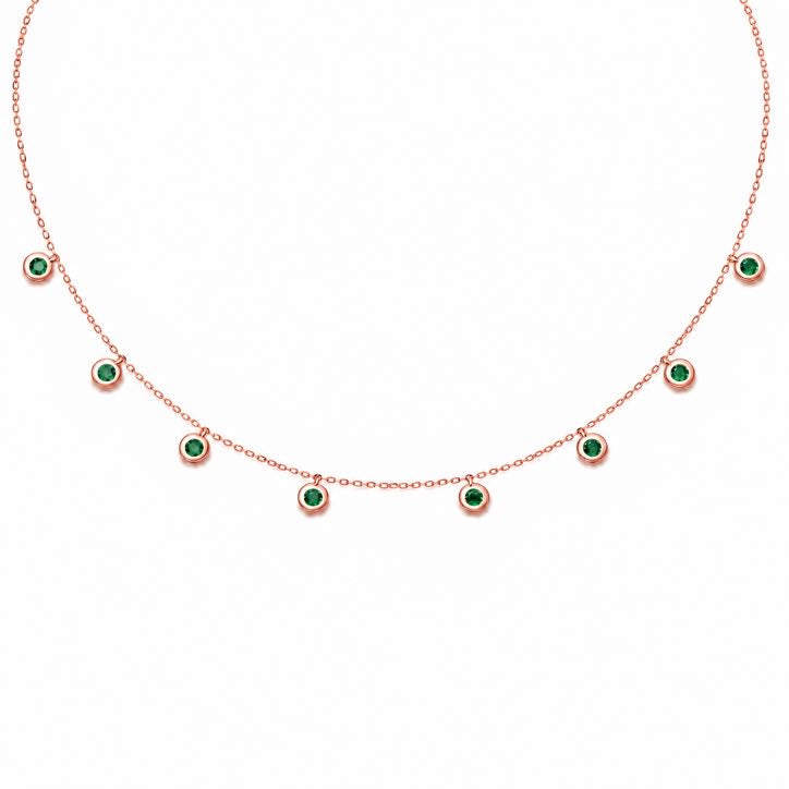 Precious Stone Pendant Choker in solid 18K gold with a bezel-set coloured stone