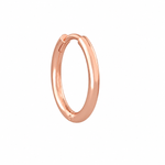 Classic Hoop Earring, single fine plain hoop in 18K rose gold, front and side view