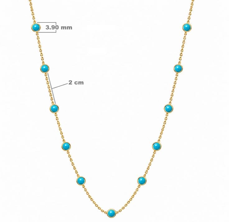 Turquoise bead station necklace in 18K gold – Constellation, alternate view