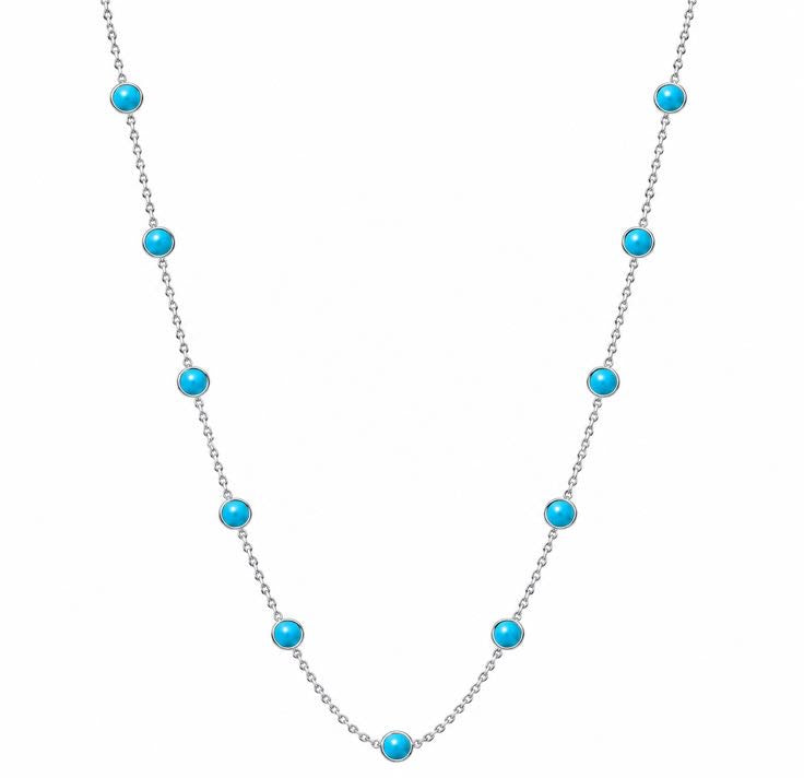 Turquoise bead station necklace in 18K gold – Constellation, alternate view