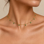 Precious Stone Pendant Choker in solid 18K gold with a bezel-set coloured stone
