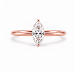 Marquise Solitaire Ring, lab-grown diamond in solid 18K gold, by Aquae Jewels