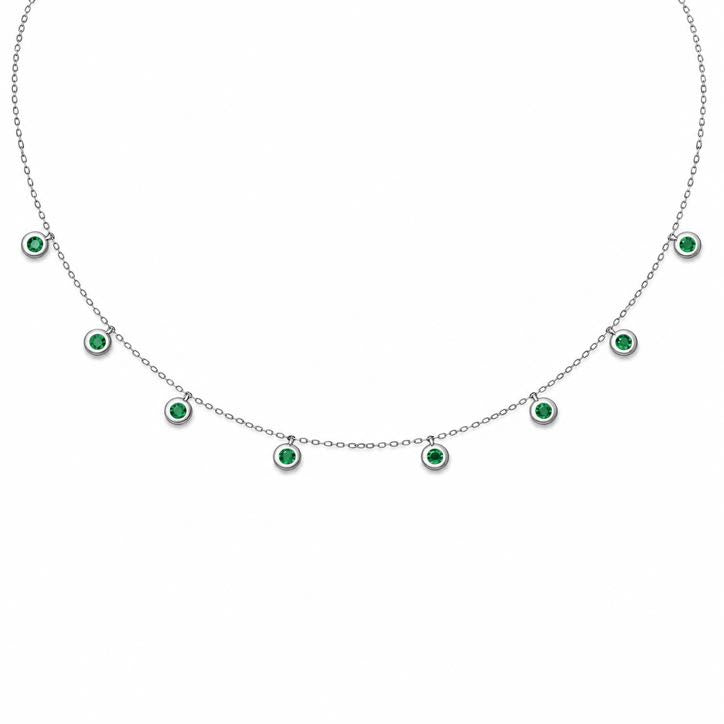 Precious Stone Pendant Choker in solid 18K gold with a bezel-set coloured stone