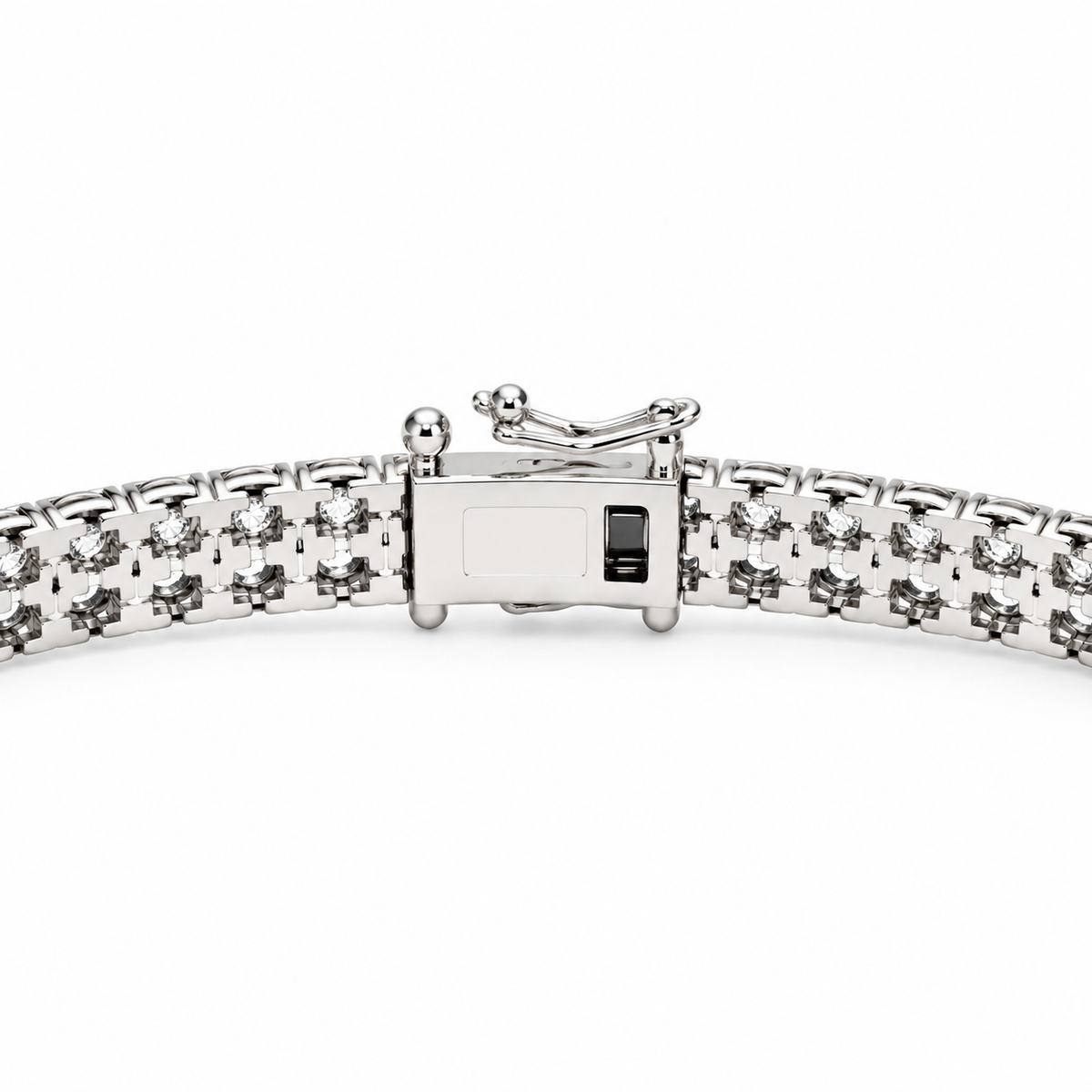 18K white gold clasp with Aquae Jewels signature medallion on the Royale choker