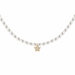 Diamond Star Pearl Choker – Little Star, pavé diamond star on a rice-pearl strand