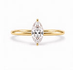 Marquise Solitaire Ring, lab-grown diamond in solid 18K gold, view 2 of 5