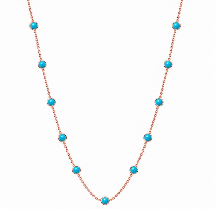 Turquoise bead station necklace in 18K gold – Constellation, alternate view
