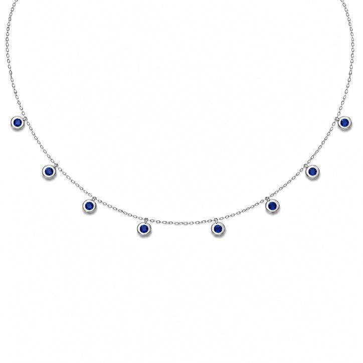 Precious Stone Pendant Choker in solid 18K gold with a bezel-set coloured stone