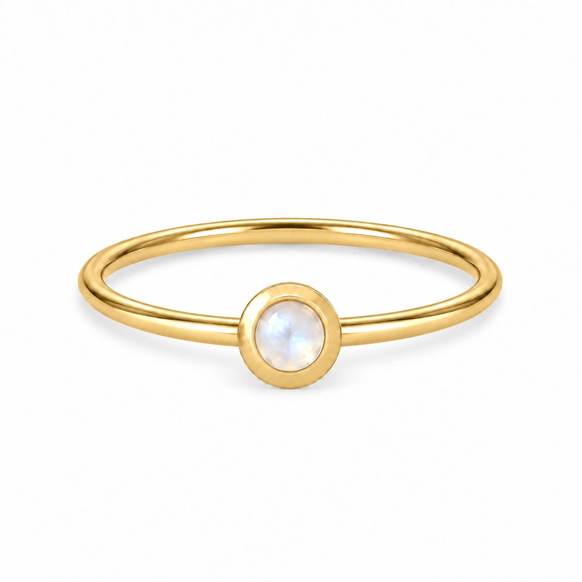 Moonstone June birthstone solitaire ring in 18K yellow gold – Aquae Jewels