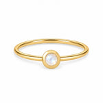 Moonstone June birthstone solitaire ring in 18K yellow gold – Aquae Jewels