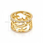 Diamond Duo Ring, solid 18K gold with the 750 hallmark engraved inside the band, by Aquae Jewels