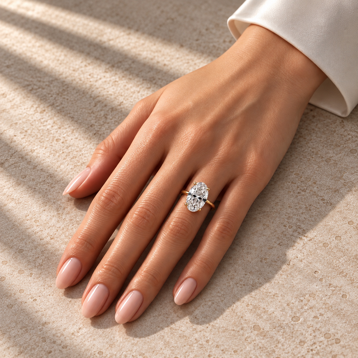 Oval Solitaire Ring, solid 18K gold, by Aquae Jewels