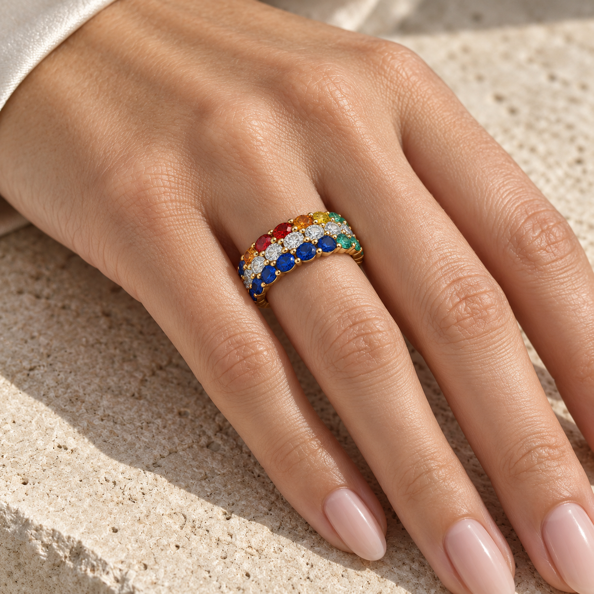 Amelia Precious Stone Ring, solid 18K gold, view 4 of 5